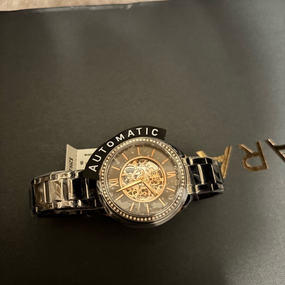 Automatic Fossil Watch with grey and Gold Accents